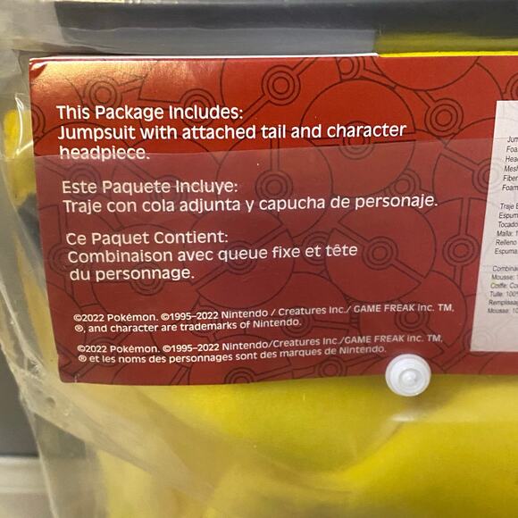 Pokemon Pikachu Kids Costume Officially Licensed Large 4-6 NEW - Picture 7 of 10